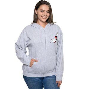 DISNEY Minnie Mickey Mouse  Full Zip Sweatshirt Hoodie Gray Women’s 3X
